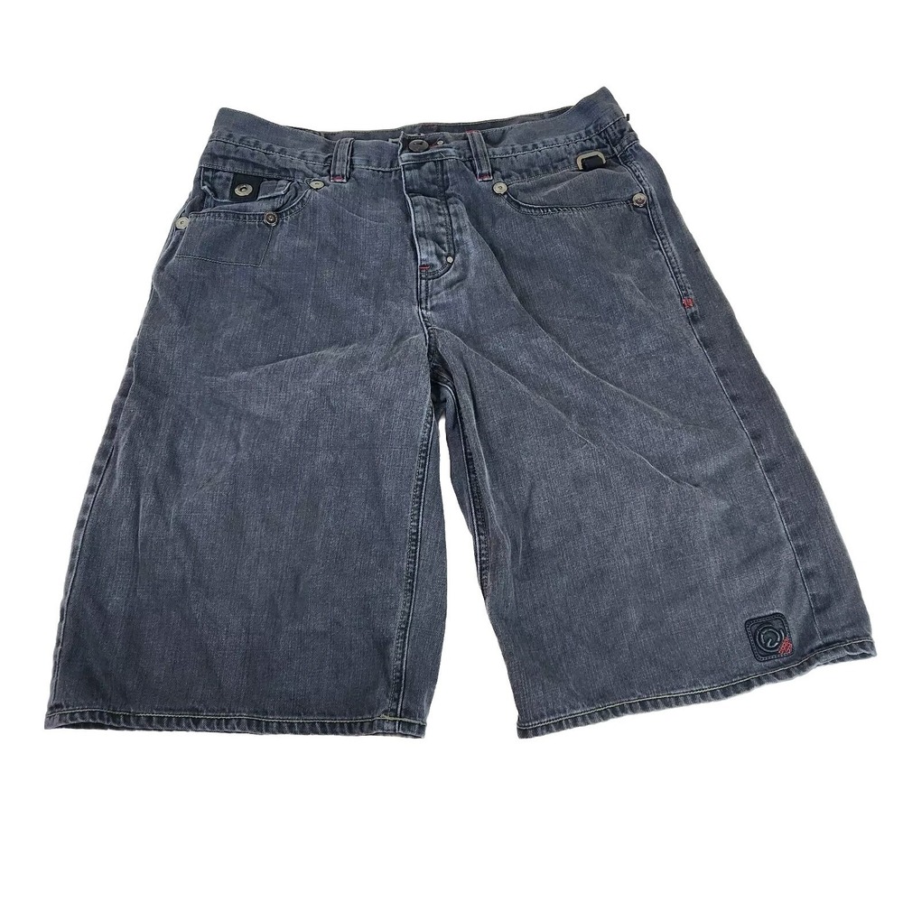 Coogi‎ 69 Australia Jean Shorts Mens 38 Faded Black Buttonfly Denim Gorpcore